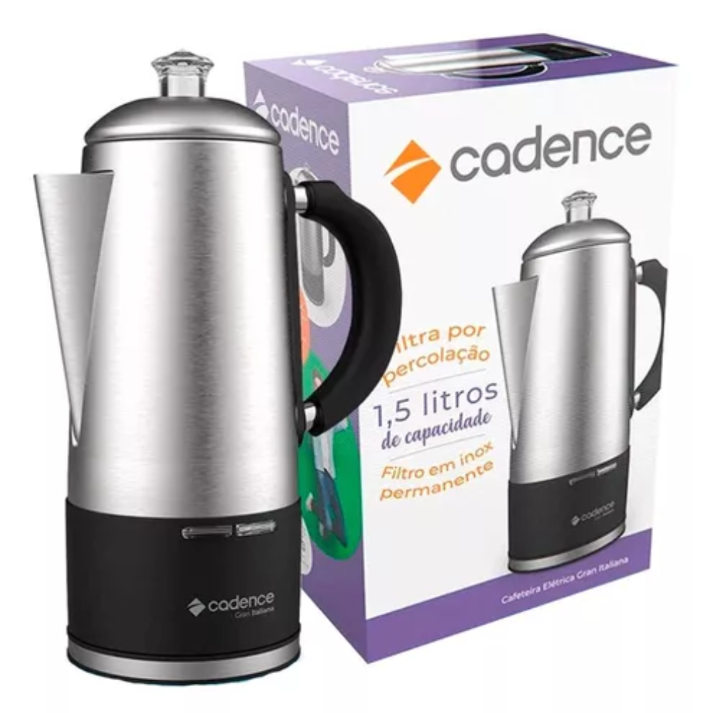 Cafeteira Eletrica Italiana Cadence Caf120 1,5 Litros Inox Cafeteira Eletrica Italiana Cadence Caf120 1,5 Litros Inox